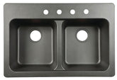 KINDRED FTB904BX Kitchen Sink, 4-Deck Hole, 33 in OAW, 22 in OAH, 9 in OAD, Tectonite, Black, Top Mounting